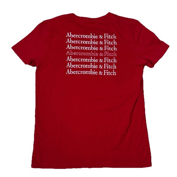 Abercrombie & Fitch Red Graphic T-Shirt Mens Size Medium Logo Print Back Tee - Picture 1 of 9